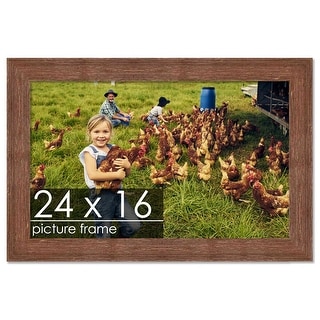 24x16 Frame Brown Barnwood Picture Frame with UV Acrylic Glass, Foam ...