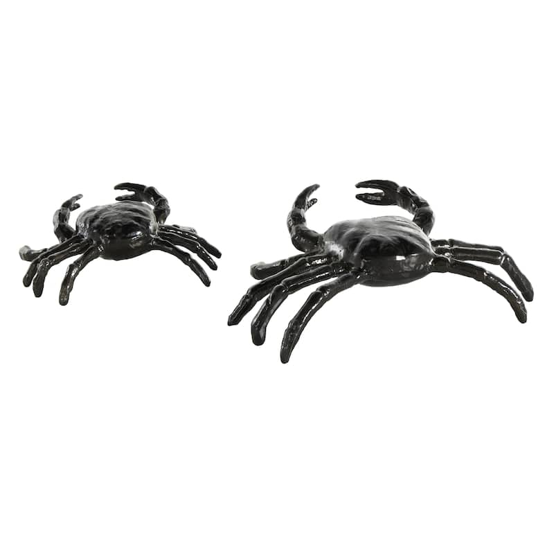 Black Aluminum Metal Crab Decorative Sculpture (Set of 2)
