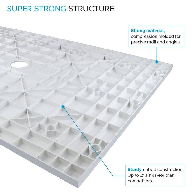 Transolid FZSDT6736 67" x 36-1/2" Rectangular Shower Base with Double