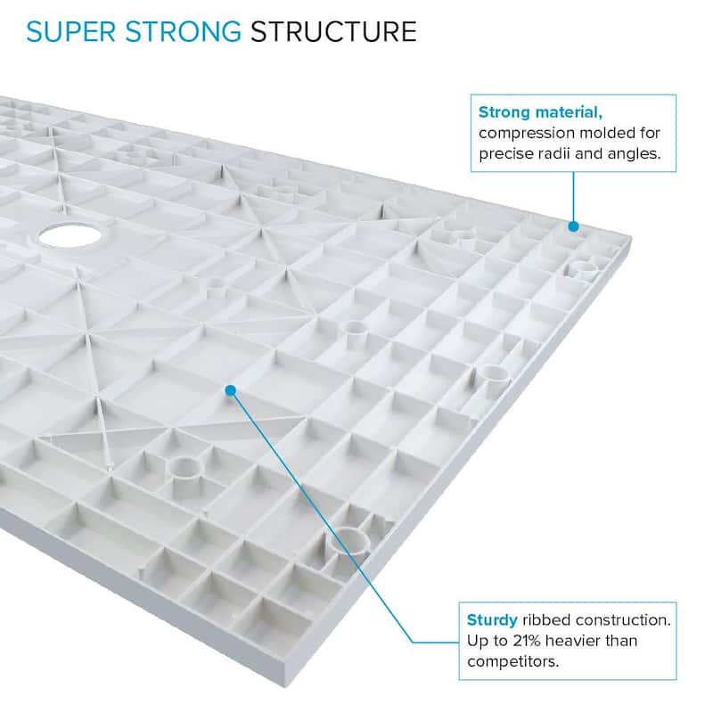 Transolid FZSDTR6336 63" x 36-1/2" Rectangular Shower Base with Double