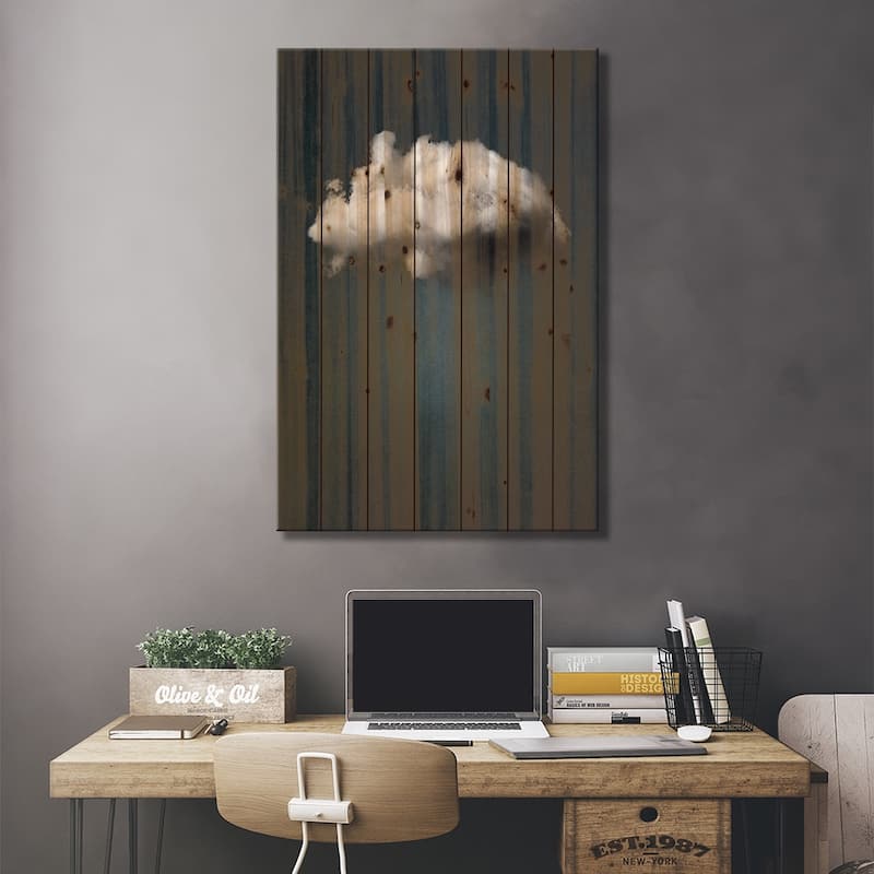 Waiting Magritte Print On Wood by The Usual Designers - Multi-Color