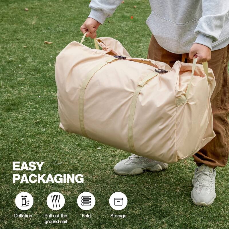 Erommy Inflatable Camping Tent, Glamping Tents 4 Season Waterproof Windproof Cotton Tent with Stove Jack & Mesh Windows & Pump