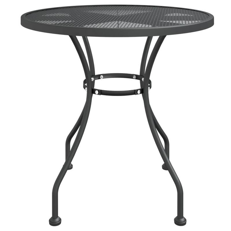 Yoko Outdoor Breakfast Table, Dark Gray Mesh Iron, Round 32 Inch Top