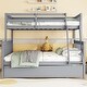preview thumbnail 7 of 16, Twin Over Full Rubber Wood Bunk Bed with Trundle,Convertible Ladder and Guardrail Grey