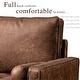preview thumbnail 17 of 16, VIATOL Mid-Century Top-Grain SUEDE Leather Deep Seat Sofa With Cushions Wood Legs