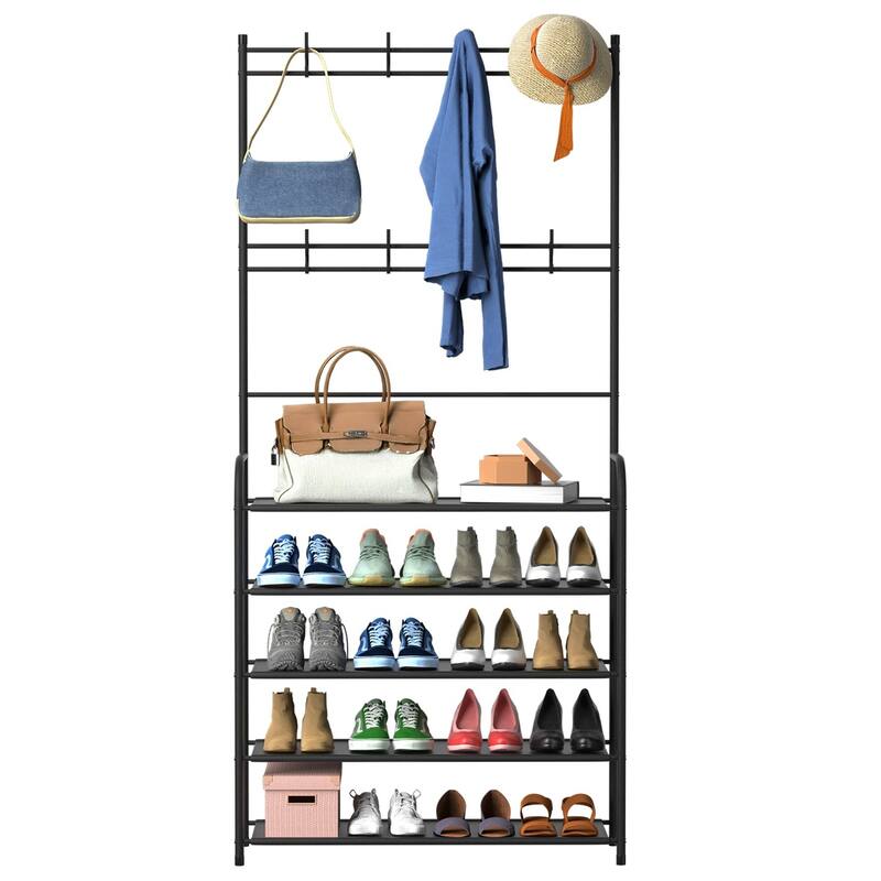 Entryway Coat Hat Rack Stand Clothes Shoe Organizer