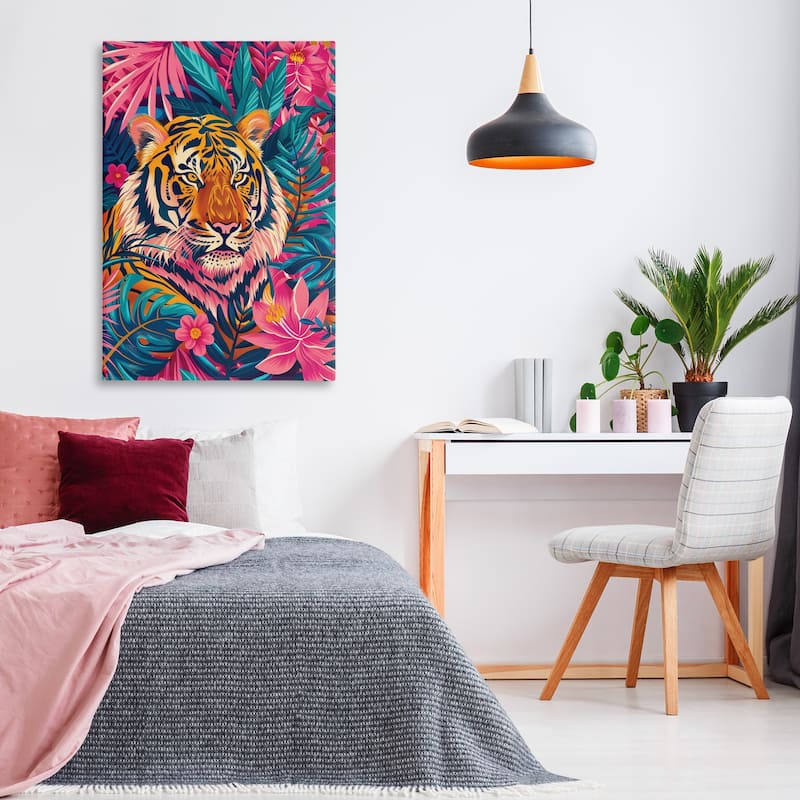 Stupell Tropical Tiger Among Leaves Canvas Wall Art Design By LSR Design Studio
