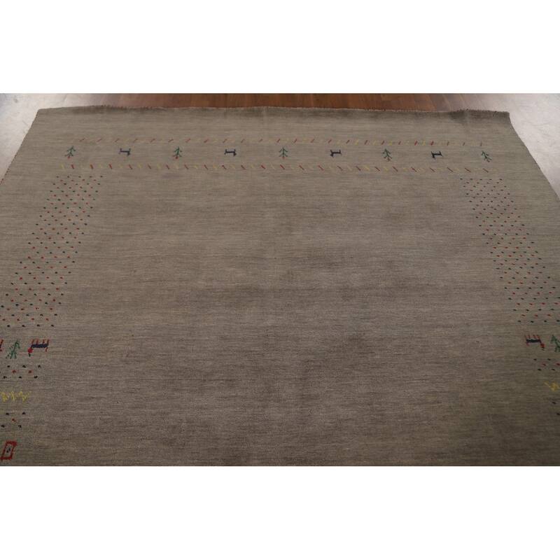 Tribal Brown Gabbeh Oriental Area Rug Hand-Knotted Wool Carpet - 7'1" x 9'9"