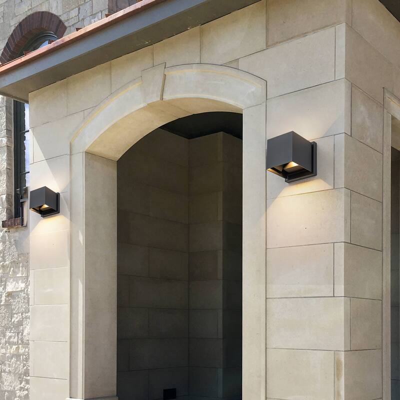Modern Square 2-Light Wall Sconce Outdoor LED Wall Light - 5.4-in H x 5.4-in W x 5.7-in D