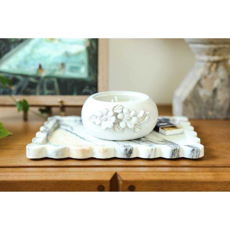 5.52" Ceramic Flower Candle w Lid
