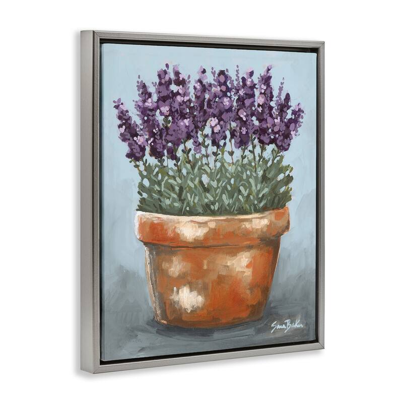 Stupell Potted Lavender Herbs Framed Floater Canvas Wall Art Design By Sara Baker