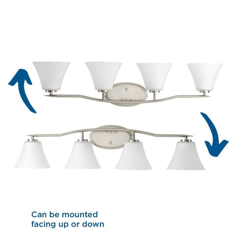 Bravo Collection Four-Light Brushed Nickel Etched Glass Modern Bath Vanity Light - 9" x 37.25" x 8.75"