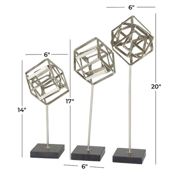 dimension image slide 0 of 2, CosmoLiving by Cosmopolitan Marble Contemporary Sculpture (Set of 3) - S/3 14",17", 20"H