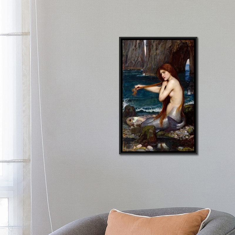 iCanvas "A Mermaid" by John William Waterhouse Framed Canvas Print
