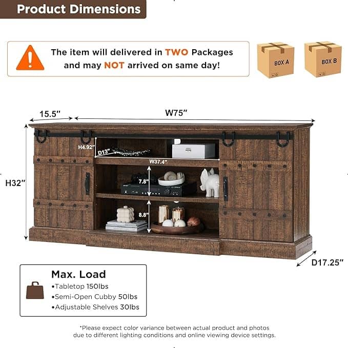 75" Farmhouse TV Stand, Media Console Table, Entertainment Center