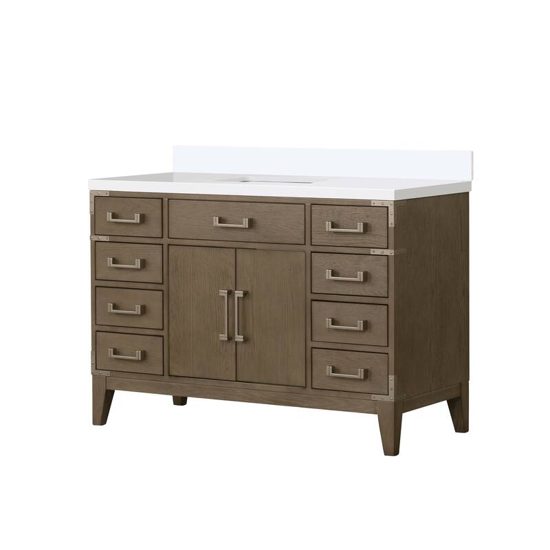 Laurel 48 in W x 22 in D Black Oak Single Bath Vanity and White Quartz Top