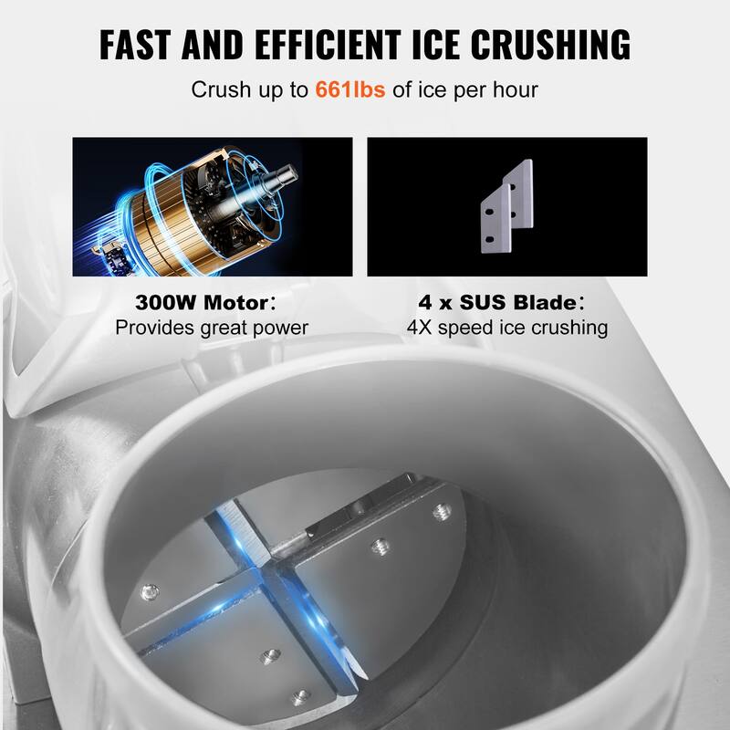 VEVOR Ice Crushers Machine,300W Ice Shaver Machine for Margaritas, Home and Commercial Use