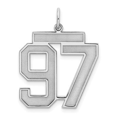 925 Sterling Silver Large Satin Number 97 Pendant