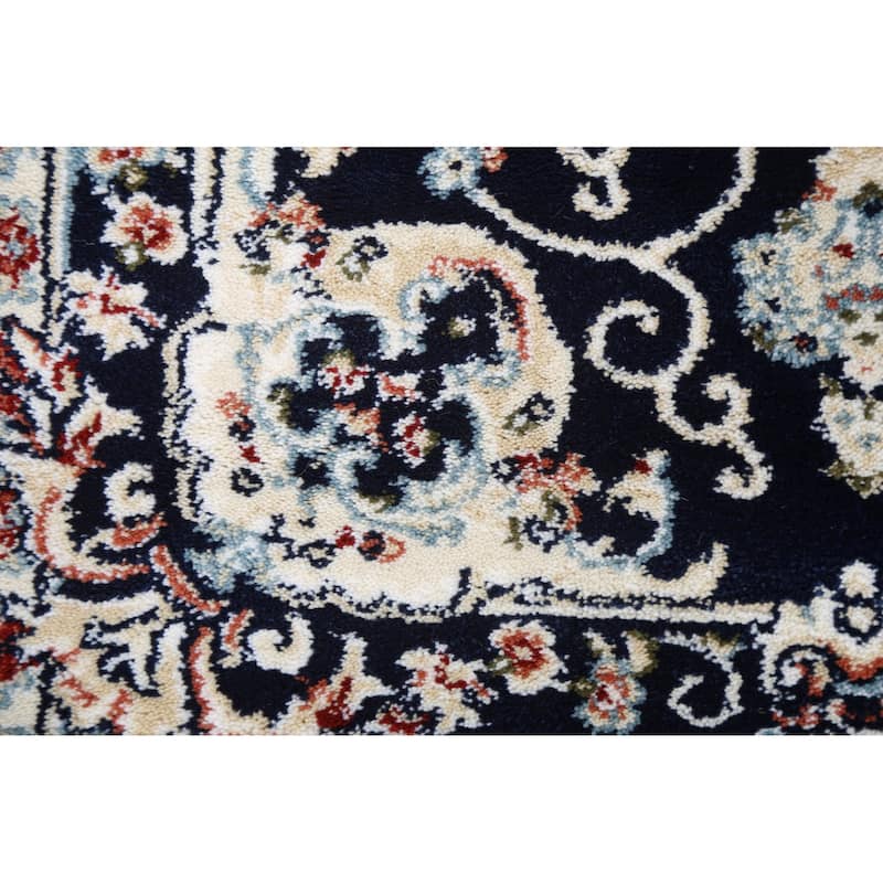 Blue Floral Medallion Transitional Turkish Rug Oriental Carpet