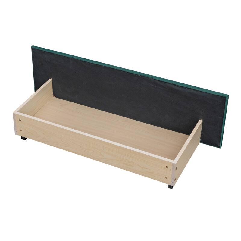 Upholstered Platform Bed with Stud Trim Headboard and Footboard