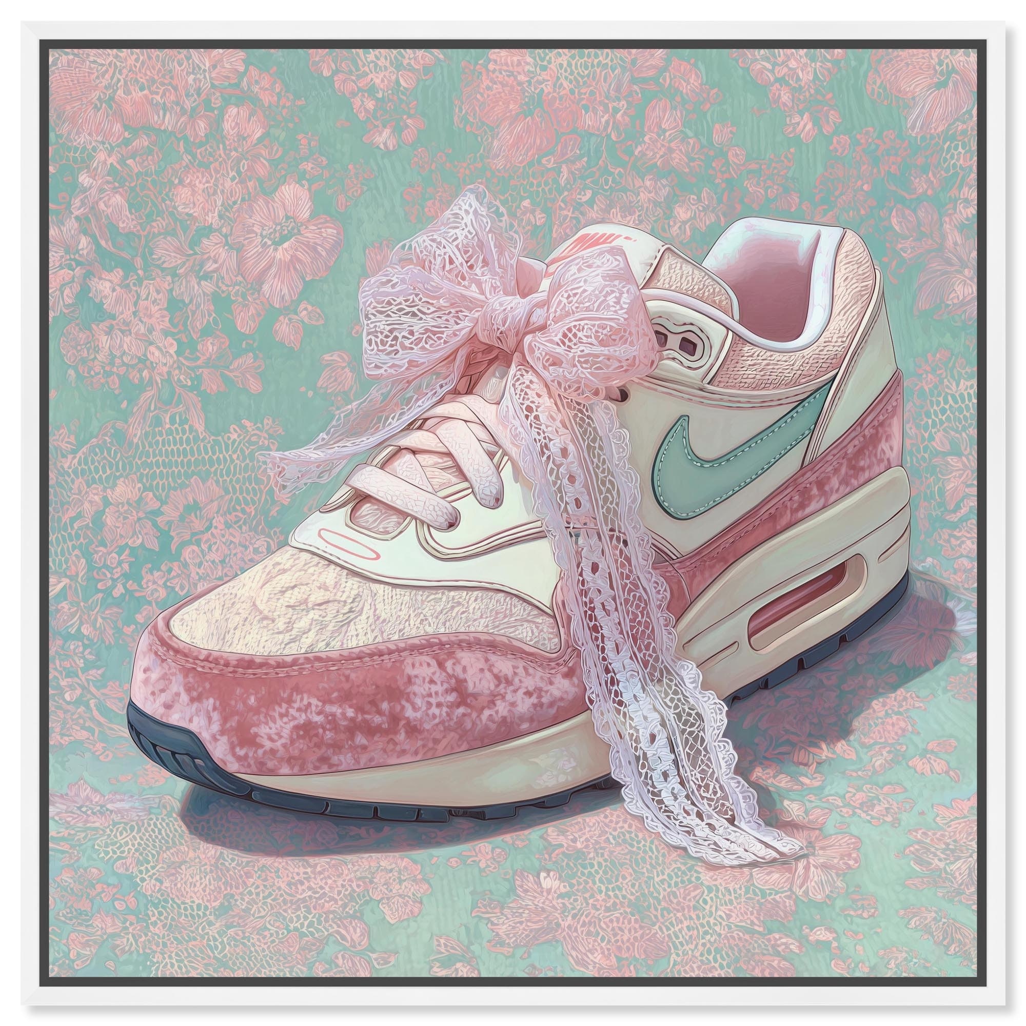 Velvet and Lace Sneaker Fashion Art Framed Canvas Print by Art Remedy