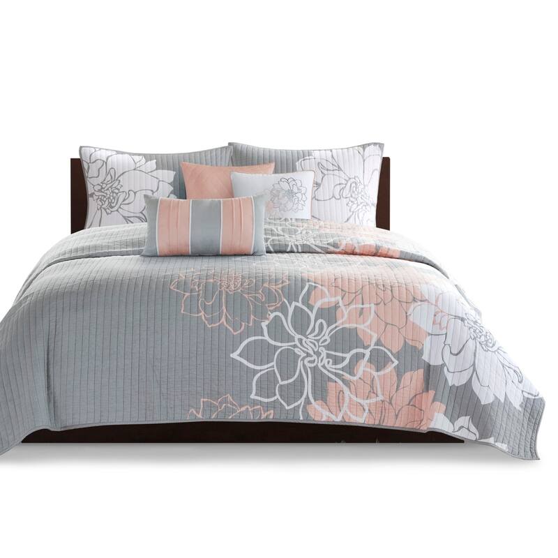 GDF Studio - Lola Printed Cotton Reversible Quilt Set with Throw Pillows