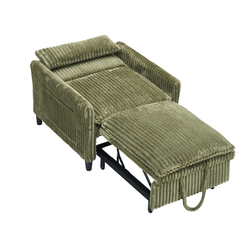 Corduroy Accent Chair Convertible Chaise Lounge, Single Sofa Chair Lounge Chair Pull-out Sleeper Sofa Bed