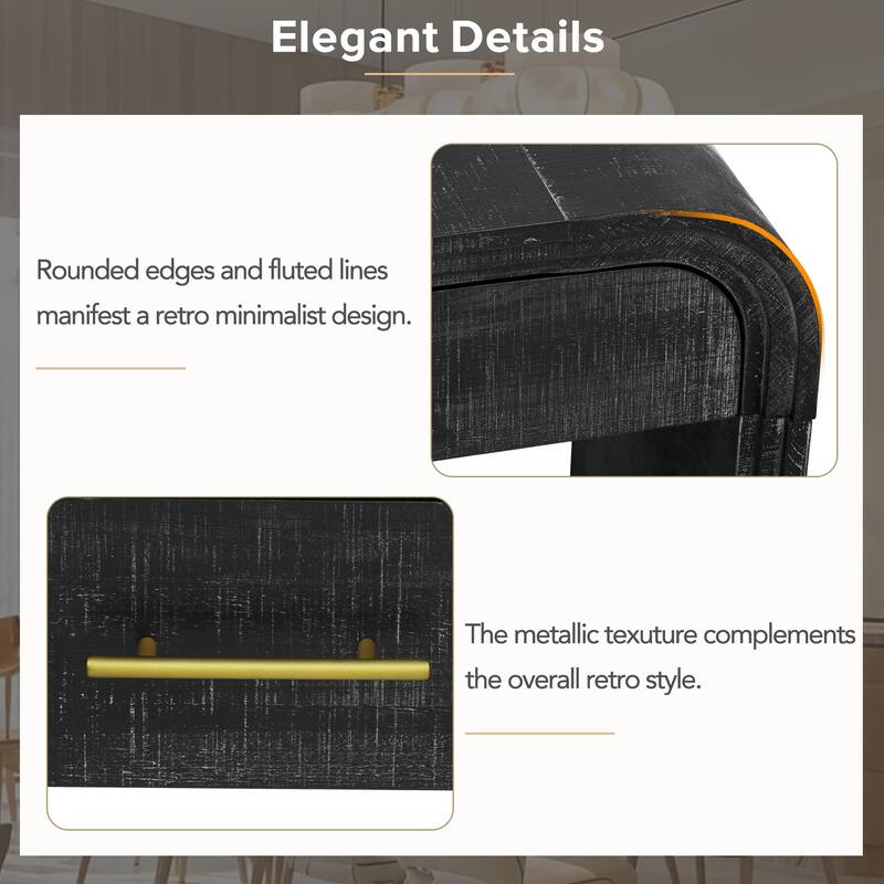 Elegant Curved Console Table for Entryway and Living Room, MDF Fir Veneer Design