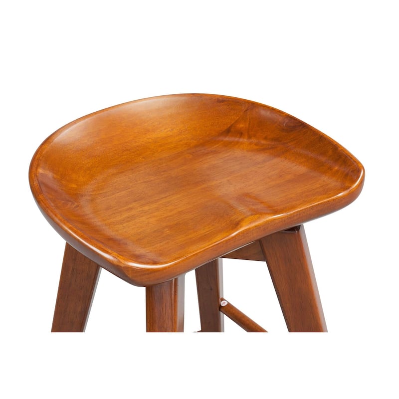 Bali Backless Wood Swivel Indoor Barstool - N/A