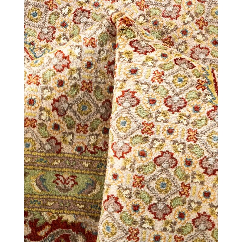 Overton Hand Knotted Wool Traditional Oriental Ivory Area Rug - 6' x 9'