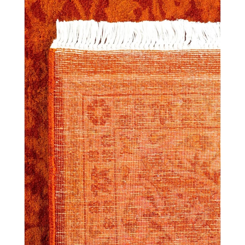 Overton Hand Knotted Wool Vintage Inspired Modern Contemporary Overdyed Orange Area Rug - 5' 3" x 8' 1"