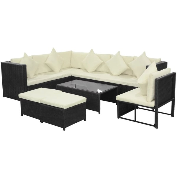 vidaXL 8 Piece Garden Lounge Set with Cushions Poly Rattan