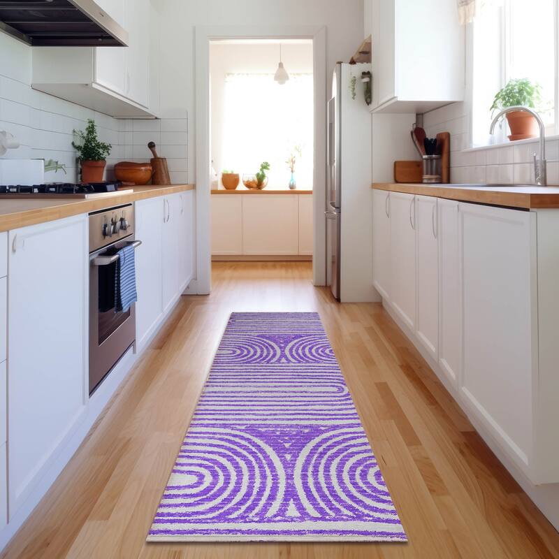 Premium Washable Super Soft Contemporary Mayfield Rug - Purple - 2' 3" x 7' 6" - Runner