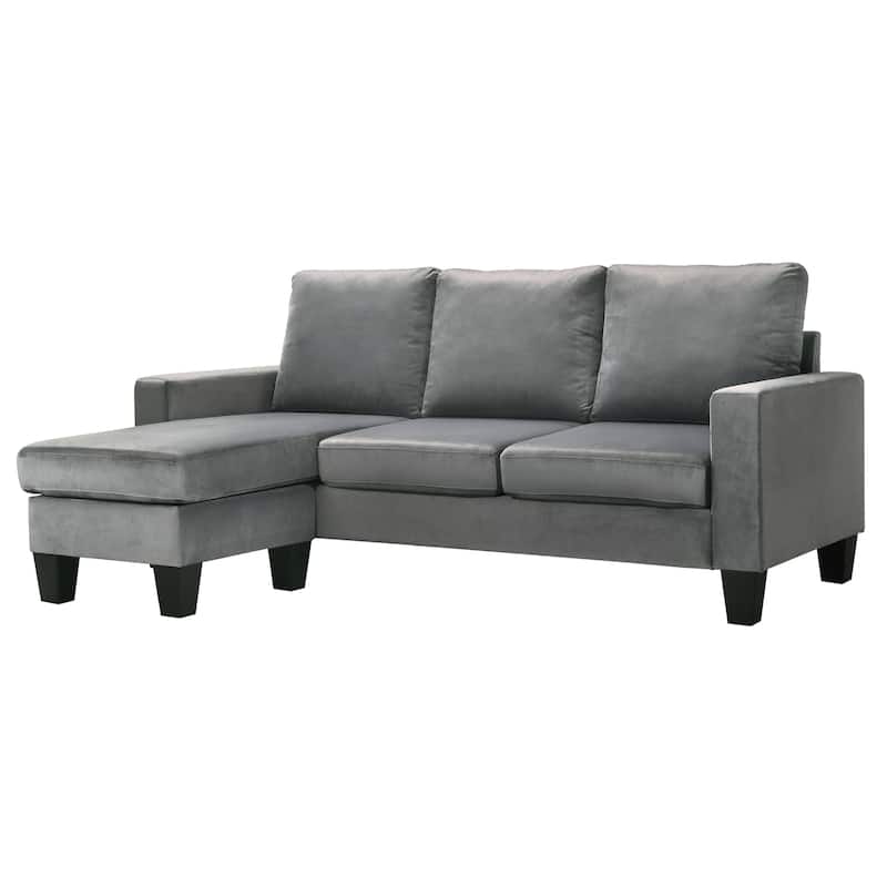G0511-SCH Gray Velvet Sofa Chaise - Reversible Sectional, 77L x 52W x 33H, 90lbs