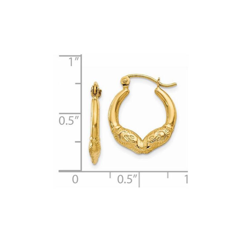 Curata 14k Yellow Gold Polished Hoop Earrings 10x3mm