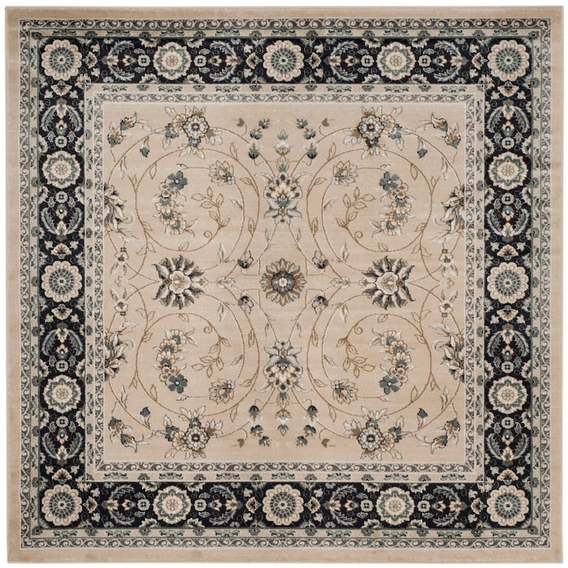 SAFAVIEH Lyndhurst Sydell Traditional Oriental Rug - 7' Square - Light Beige/Anthracite