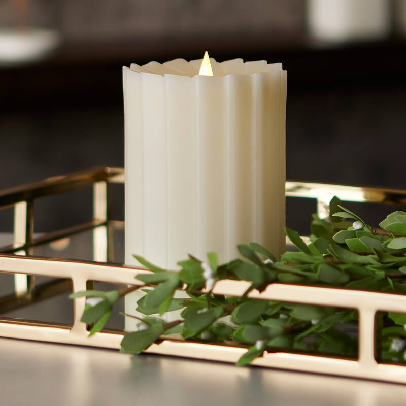 Sutton Fluted Motion Flameless Candle 4x6 Ivory