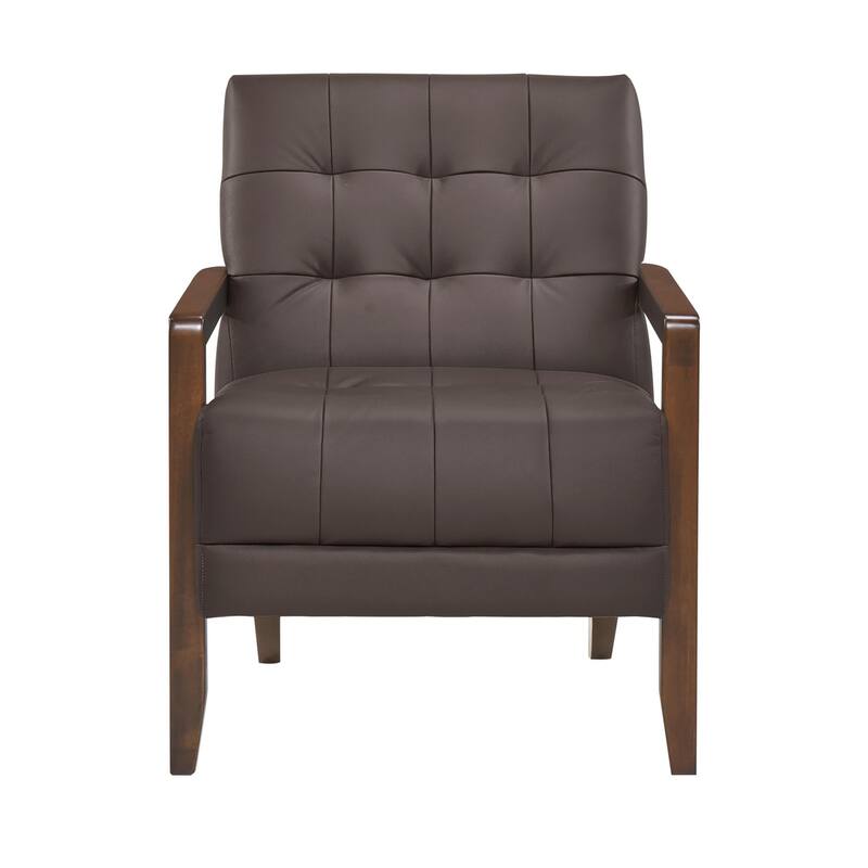 Mid Century Style Upholstered Armchair - Dark Brown