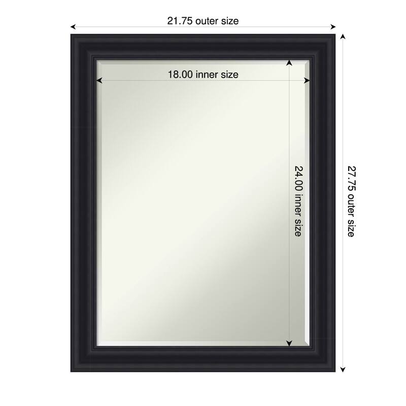 Dalat Half-Inch-Bevel Framed Wall Mirror - 22 x 28 in - Dalat Black