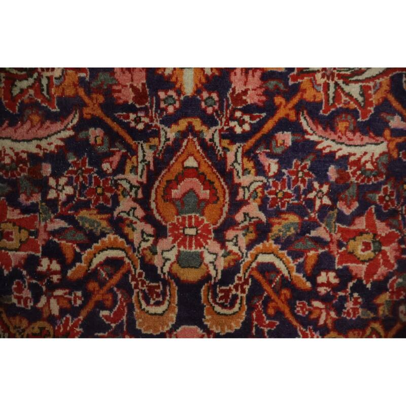 Hand Knotted Oriental 100% Wool Carpet Traditional All-Over Navy Blue & Blues Bidjar Area Rug - 10' 5'' X 7' 4''
