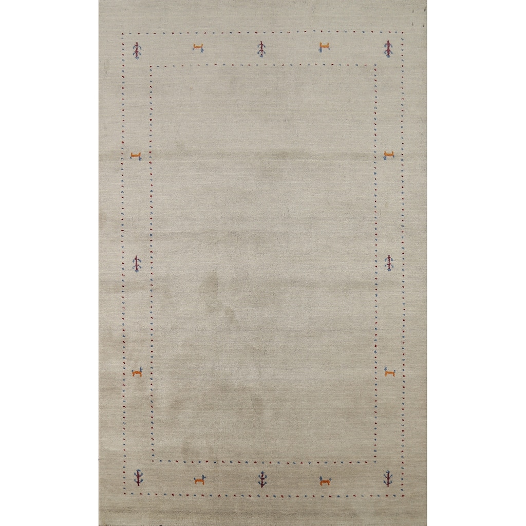 Tribal Gabbeh Oriental Area Rug Handmade Wool Carpet - 5'2"x 7'10"