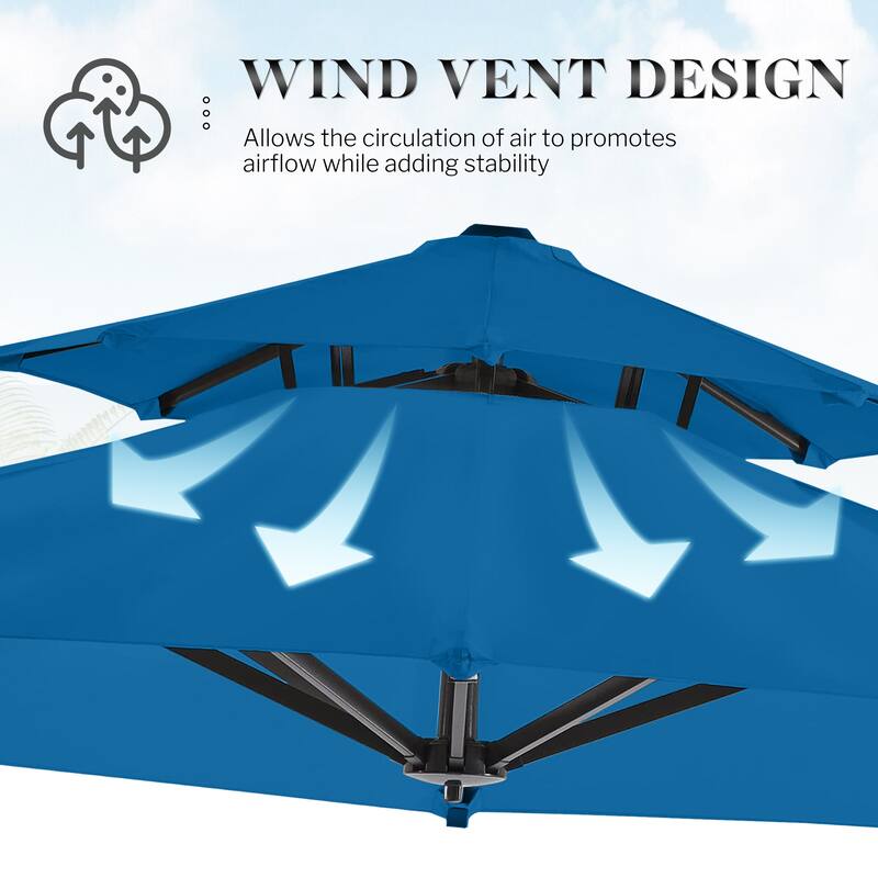 12FT Offset Patio Cantilever Umbrella with 360° Rotation