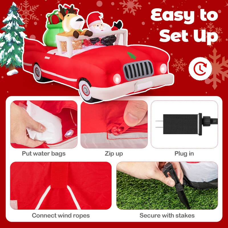 Costway 7.7 FT Long Christmas Inflatable Santa Claus and Reindeer - See Details