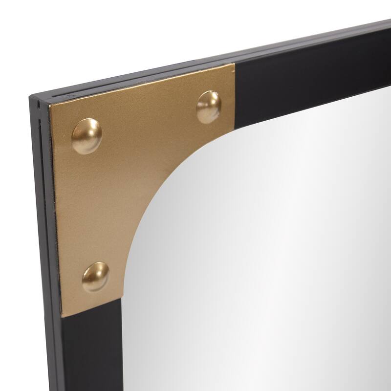 Allan Andrews Atlas Mirror With Metal Frame Matte Black Finish & Brass Corner Accents - 24 x 36 x 1