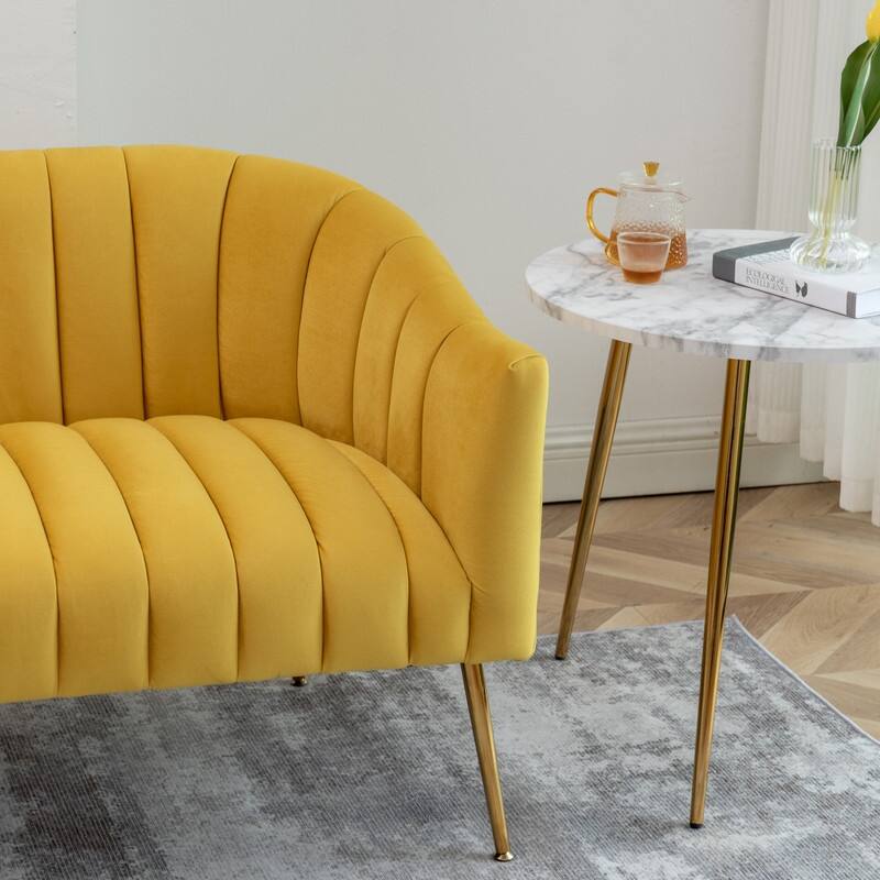 SEYNAR Modern Velvet Upholstered 3 Piece Living Room Set with Golden Legs