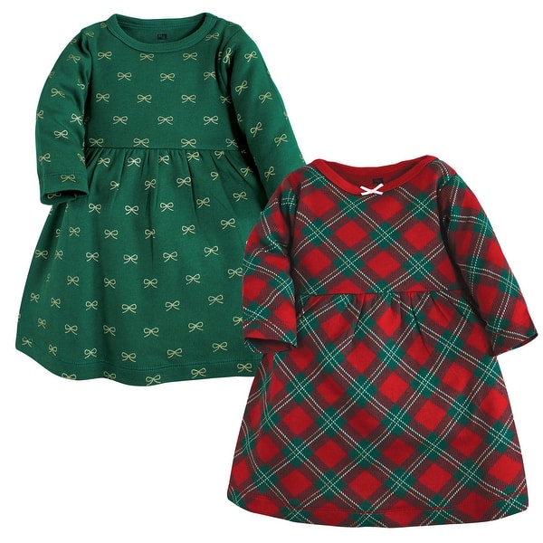 slide 1 of 1, Hudson Baby Infant and Baby Girl Cotton Dresses, Christmas Plaid 0-3 Months - Christmas Plaid