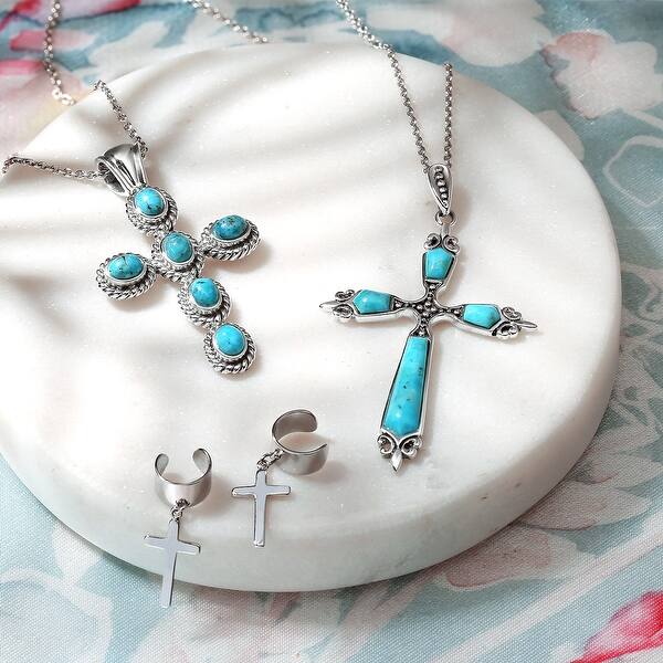 Shop 2 Cartilage Cross Ear Lobe Earrings Ear Cuff Warp 925 Sterling Silver Overstock 17986092