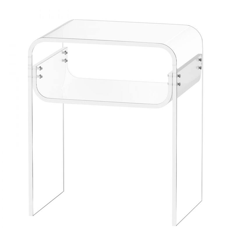 Clear Acrylic 2-Tier Side Table with Sturdy Shelves and Modern Design - 11.8 x 15.7 x 19.7 in /