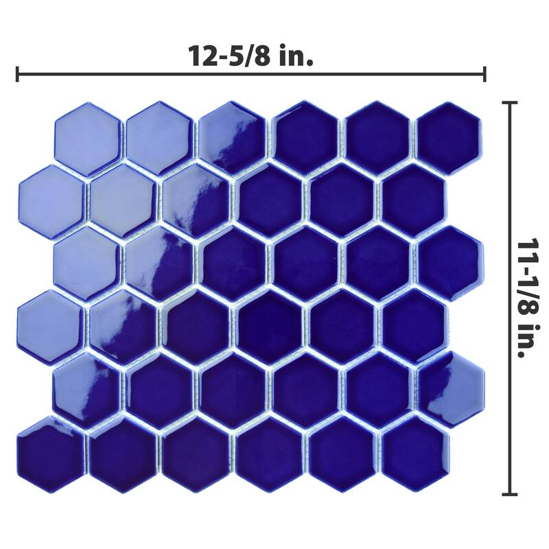 Merola Tile Metro Ion 2" Hex Sapphire 11-1/8" x 12-5/8" Porcelain Wall Tile