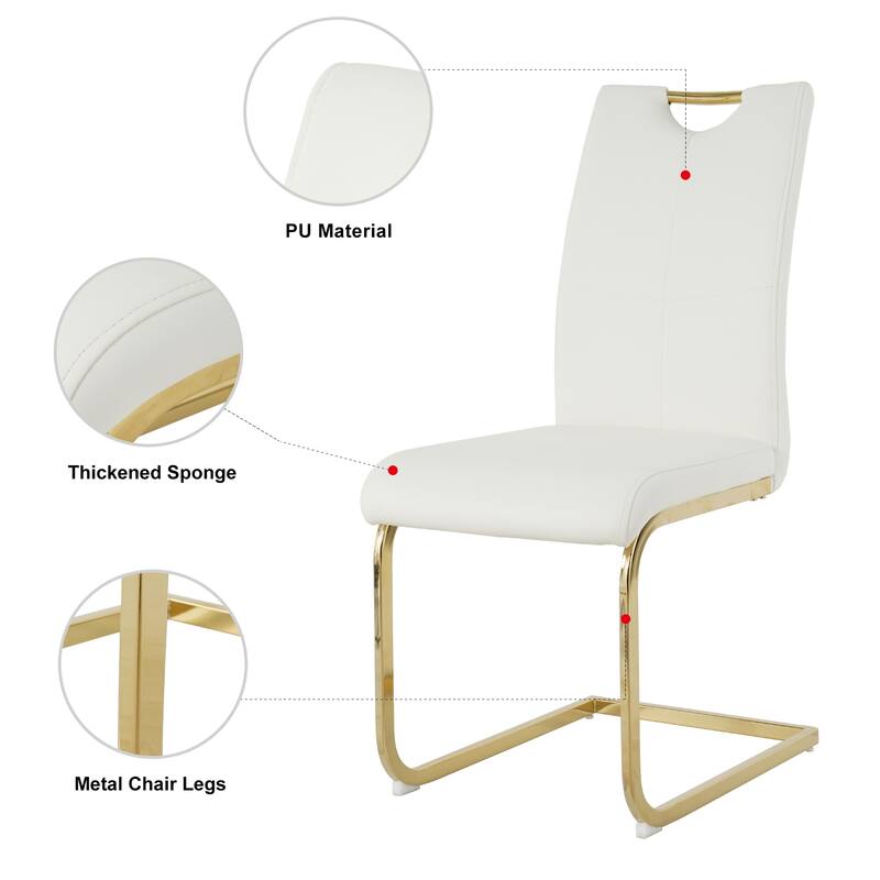 Modern Set of 2 Dining Chairs with Leather Cushioned Seat, Chrome Metal Legs, for Dining Room, Living Room, and Bedroom